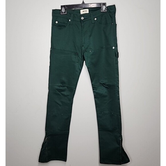 Mens Mintcrew Carpenter Green Jeans Size 28 Zip Flare Legs - Picture 1 of 8